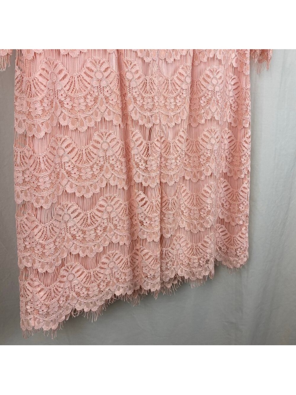 🍑🍑🍑Jessica Howard Elegant Bright Pastel Peach Boat Neck Lace Dress sz10 - Picture 9 of 16